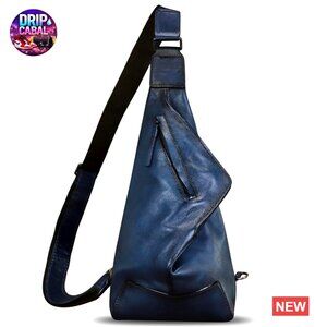 Genuine Leather Sling Backpack Crossbody Daypack Shoulder Bag